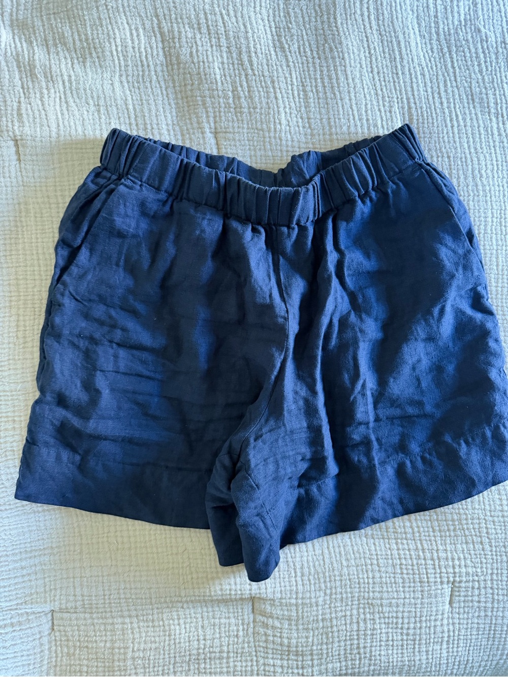 Faherty Navy Linen Shorts